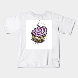 Pink Cup Cake by Julie Ann Stricklin Kids T-Shirt